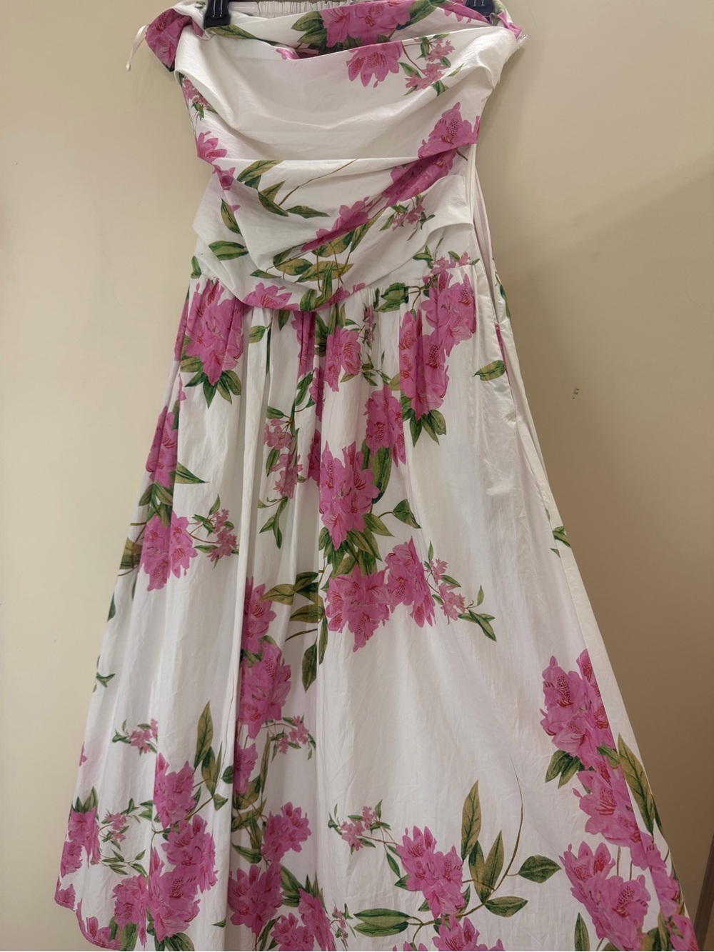 En Saison White Strapless Dress with Pink Floral Print
